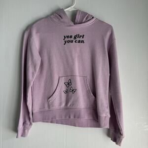 SO Kohls Yes Girl You Can Pullover Hoodie Hooded Sweatshirt Purple Size Large